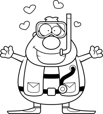 Çizgi film Scuba Diver kucaklama