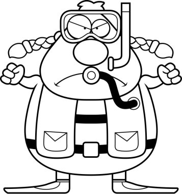 Çizgi film Scuba Diver kızgın