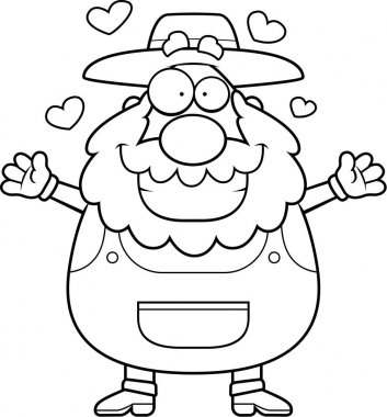 Çizgi film çiftçi kucaklama