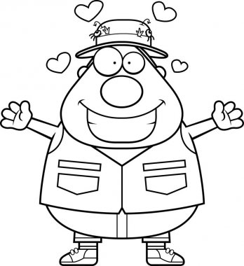 Çizgi film balıkçı kucaklama