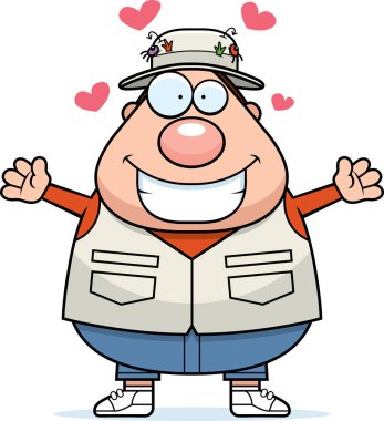 Çizgi film balıkçı kucaklama