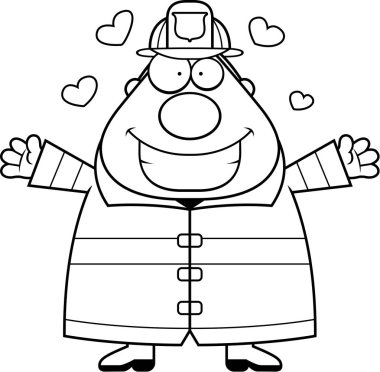 Çizgi film itfaiyeci kucaklama