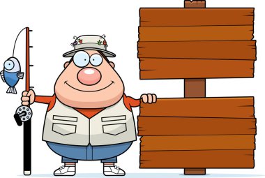 Çizgi film balıkçı Sign