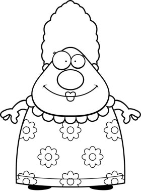 Çizgi film gülümseyen büyükanne