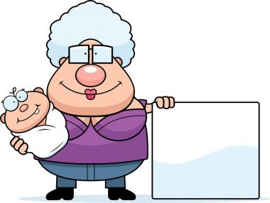 Çizgi film büyükanne bebek ve işareti