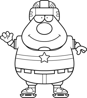 Çizgi film hokey oyuncusu sallayarak