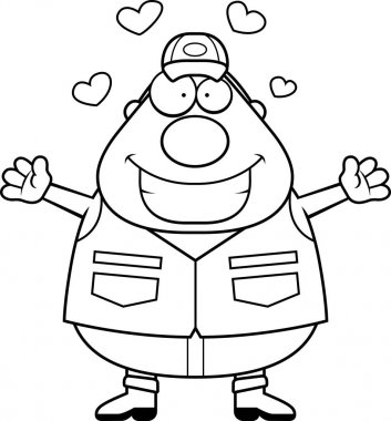 Çizgi film avcı kucaklama