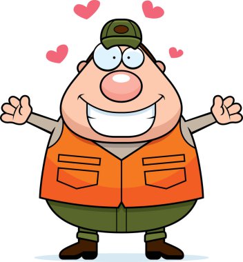 Çizgi film avcı kucaklama