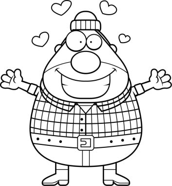 Çizgi film oduncu kucaklama