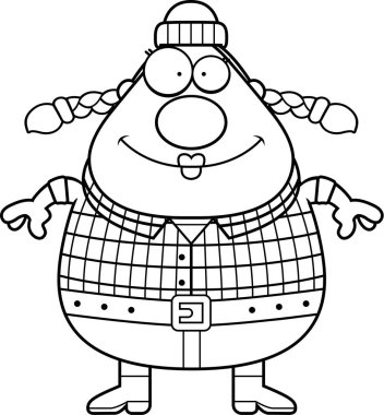 Gülümseyen karikatür oduncu