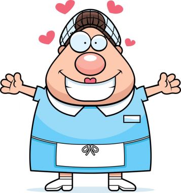 Çizgi film öğle yemeği kadın kucaklama