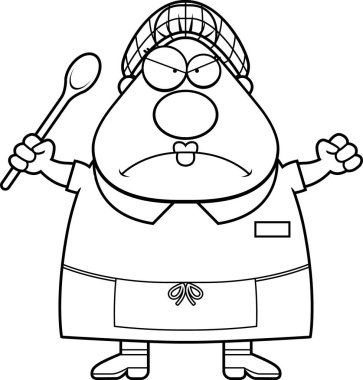 Sinirli karikatür öğle yemeği kadın