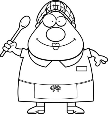 Mutlu karikatür öğle yemeği Bayan