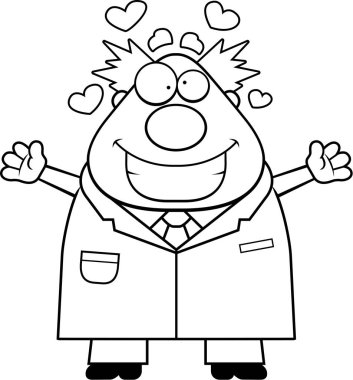 Çizgi film çılgın bilim adamı kucaklama