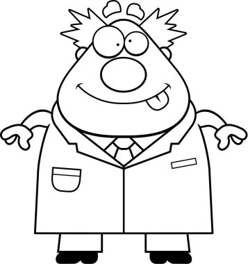 Gülümseyen çizgi film çılgın bilim adamı