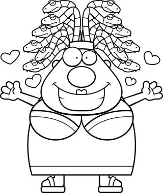 Çizgi film Medusa kucaklama