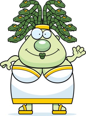 Çizgi film Medusa sallayarak