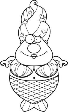 Gülümseyen çizgi film deniz kızı