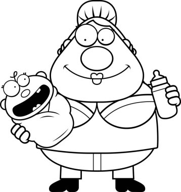 Çizgi film anne bebek besleme