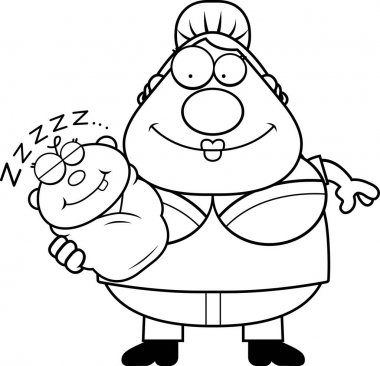 Çizgi film anne ile bebek uyku