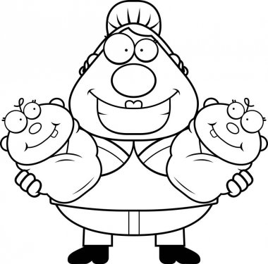 Mutlu çizgi film anne Twins ile