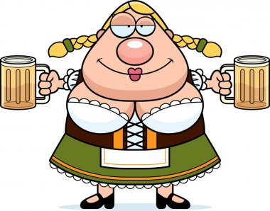 Çizgi film Oktoberfest kadın bira
