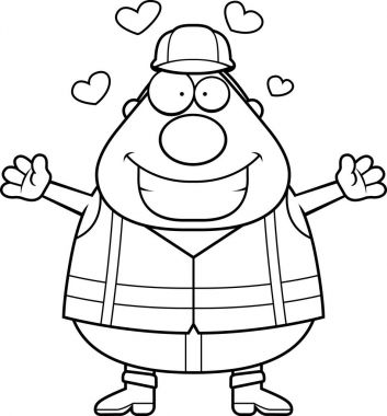 Çizgi film yol işçi kucaklama