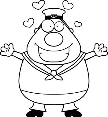 Çizgi film denizci kucaklama