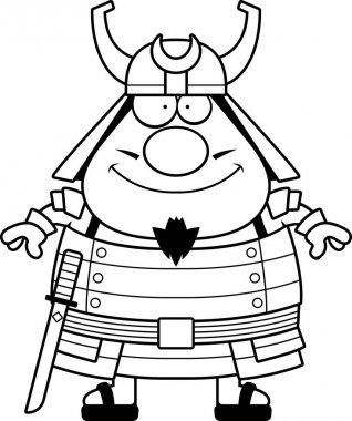 Mutlu karikatür samuray