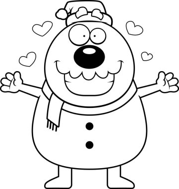 Çizgi film kardan adam Santa kucaklama