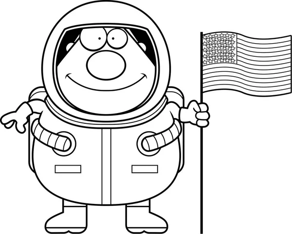 Dessin animé astronaute USA Drapeau — Image vectorielle