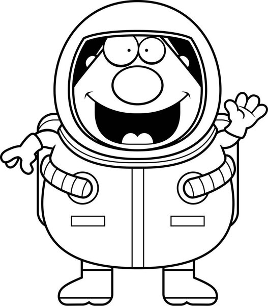 Cartoon Astronaut Waving