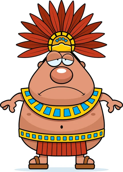 Üzgün çizgi film Aztek kralı — Stok Vektör