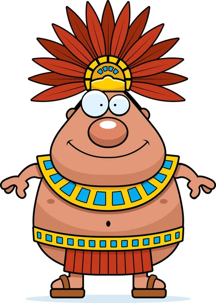 Feliz Cartoon Rei Asteca — Vetor de Stock