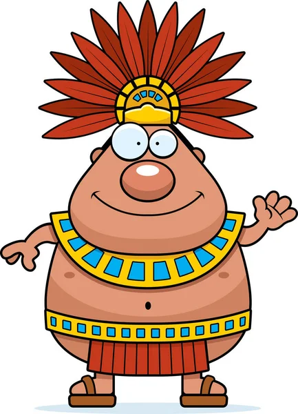 Dibujos animados rey azteca ondeando — Vector de stock