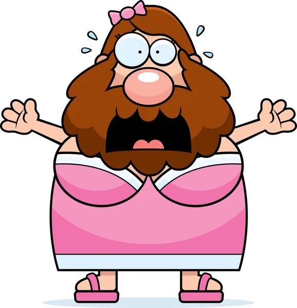 Korkmuş karikatür sakallı kadın — Stok Vektör