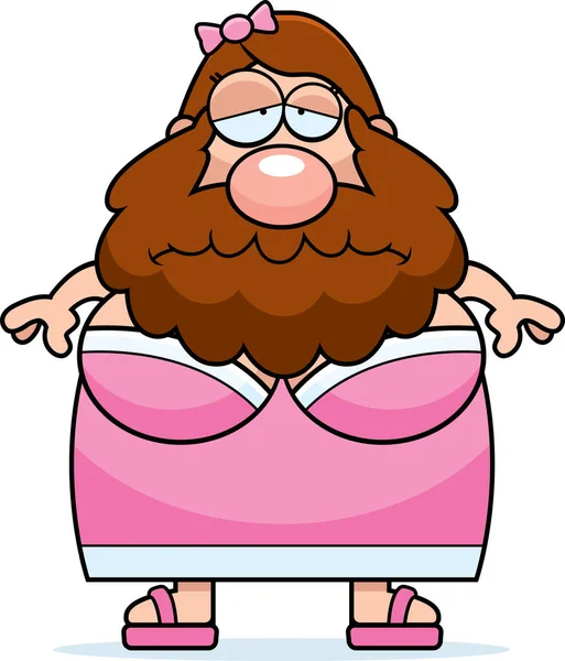 Triste dessin animé barbu dame — Image vectorielle