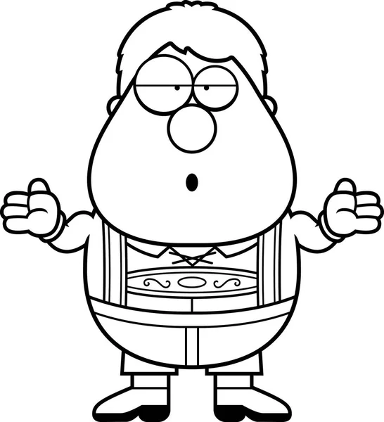 Caricature Lederhosen Garçon haussement d'épaules — Image vectorielle