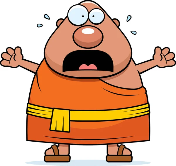 Scared Cartoon Buddhist Monk — Stock Vector