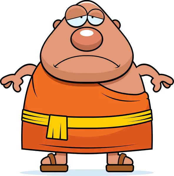 Sad Cartoon Buddhist Monk — Stock Vector