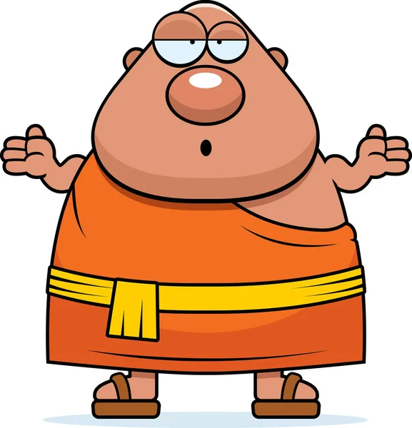 Monje budista de dibujos animados confuso — Vector de stock