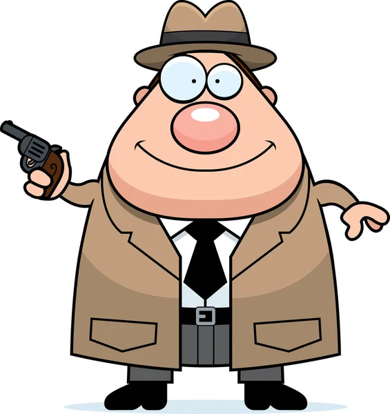 Pistola detective cartone animato — Vettoriale Stock