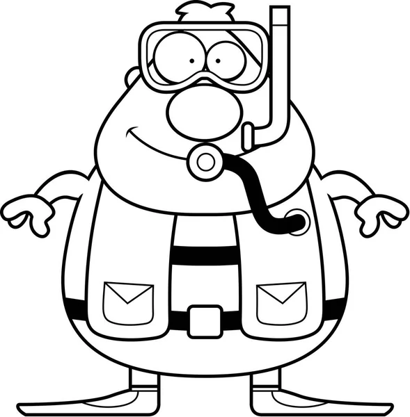 Çizgi film dalgıç gülümseyen