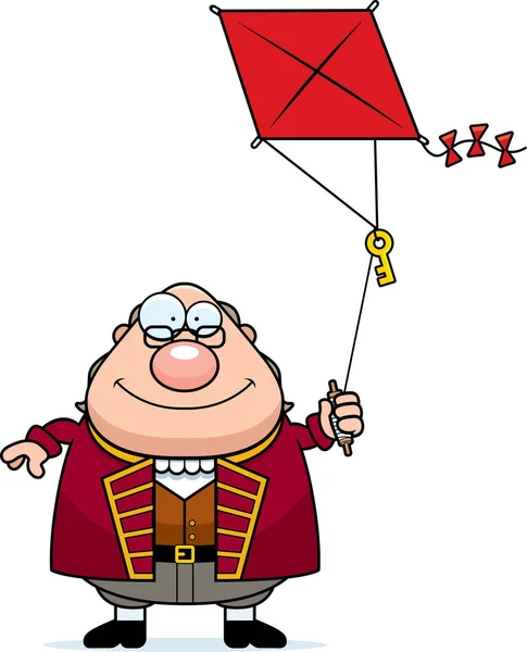 Cartoon Ben Franklin Kite — Stock Vector