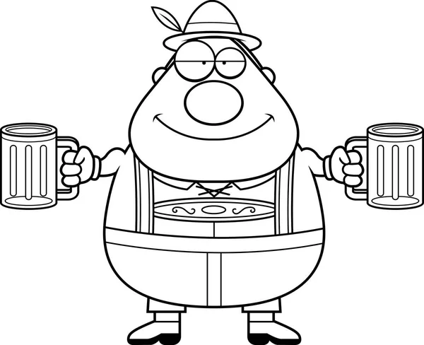 Cartoon Lederhosen Man Beer — Stock Vector