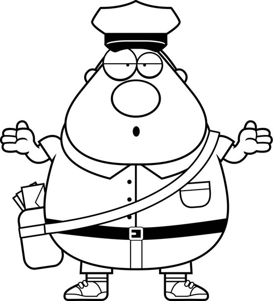 Cartoon Confused Mailman