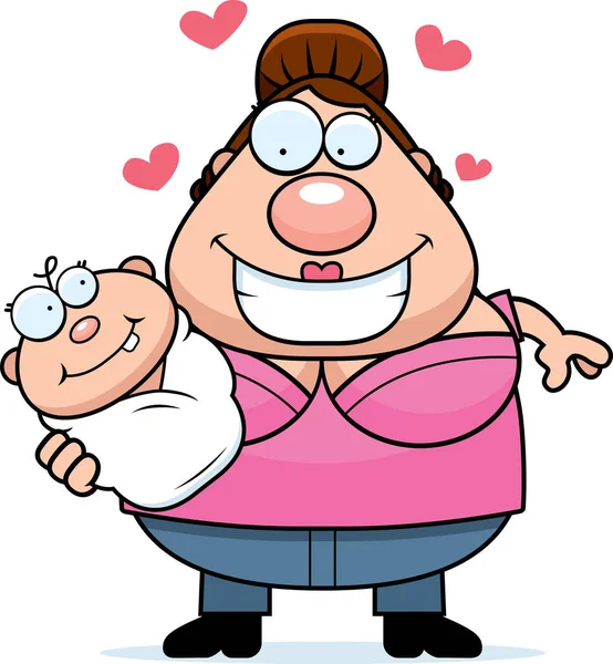 Cartoon-Mutter liebt ein Baby — Stockvektor