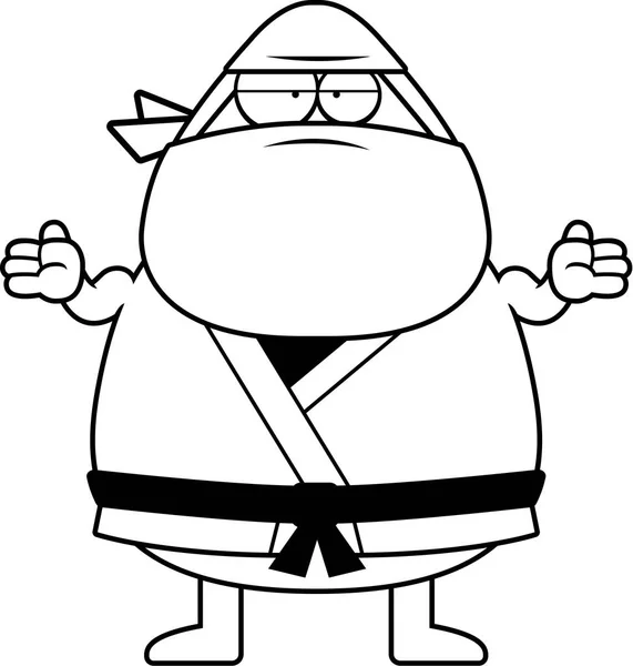 Caricatura Ninja encogerse de hombros — Vector de stock