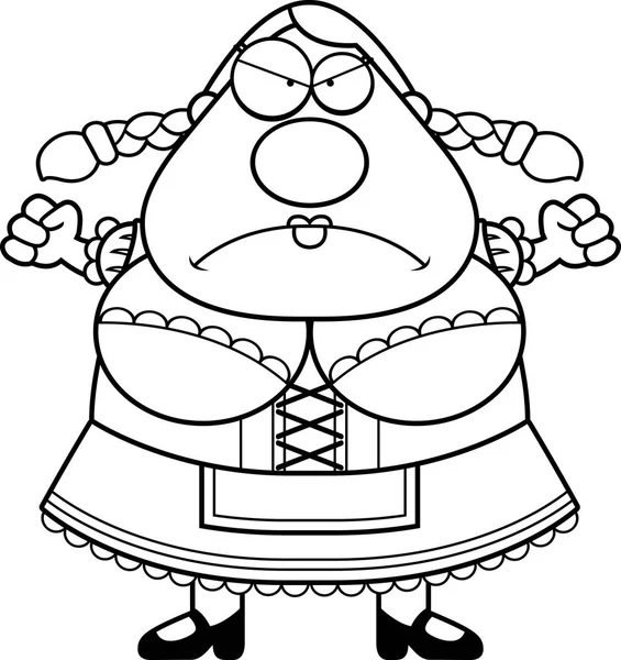 Oktoberfest kobieta kreskówka zły — Wektor stockowy