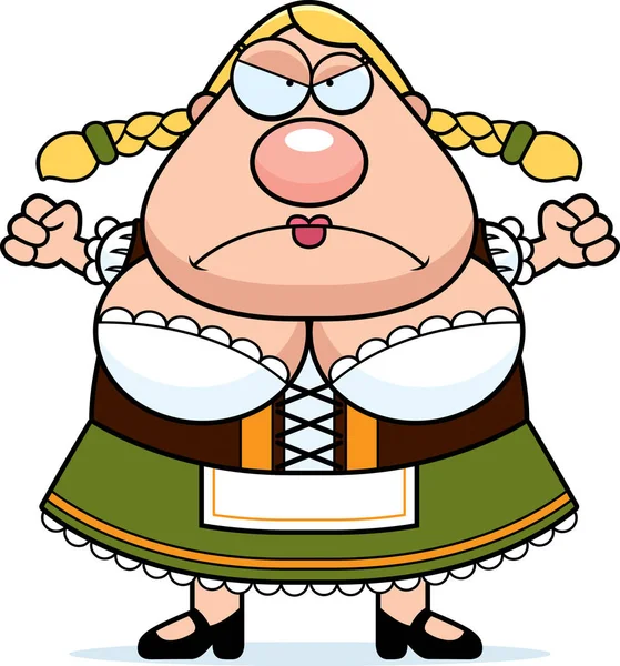 Cartoon Oktoberfest kvinna arg — Stock vektor